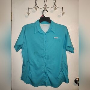 Columbia Aqua Blur Turquoise? Short Sleeve Shirt Omni Shade